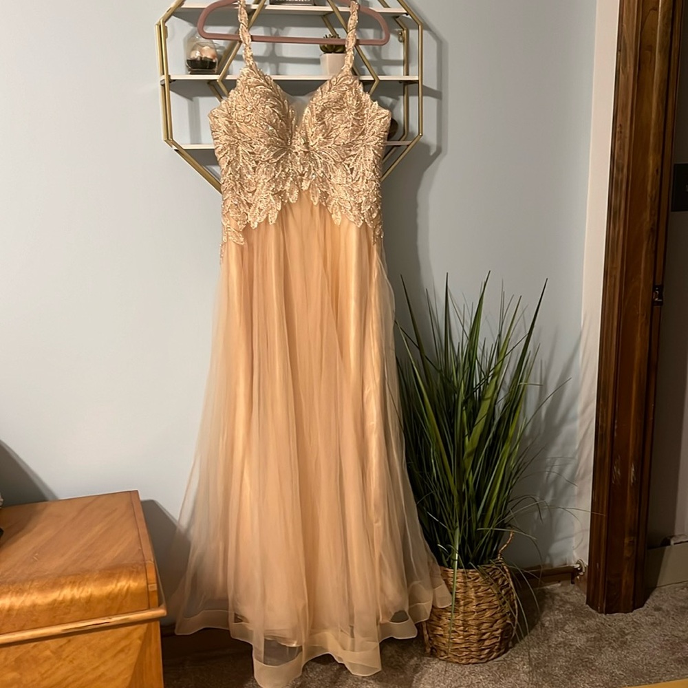 Champagne Gemstone Sparkle Prom Dress Evening Gown Bridesmaid Dress